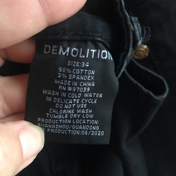 Demolition Black Skinny Moto Men Jeans Size 34 - Picture 5 of 6